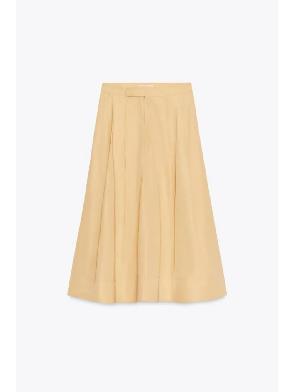 Zara ZW Womens Midi Skirt XS Yellow High Waist A-Line Flare 2484/065 NWT